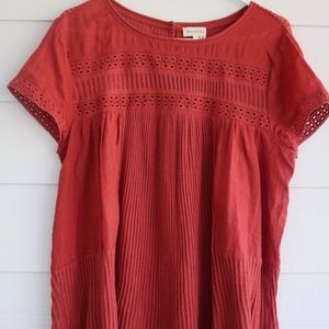 Anthropologie Meadow Rue Orange Ruffle Shirt